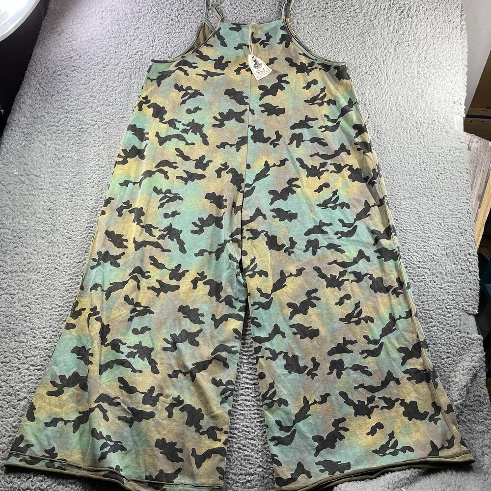 Easel Los Angeles Camo Wide Leg Overalls Jumper Jumpsuit Boho Pockets Medium - Picture 4 of 8